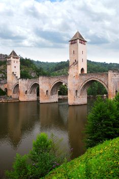 Medieval Valentre bridge in Carhors in southwest France