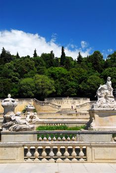 Park Jardin de la Fontaine in city of Nimes in southern France