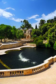 Park Jardin de la Fontaine in city of Nimes in southern France