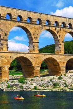 Pont du Gard is a part of Roman aqueduct in southern France near Nimes.