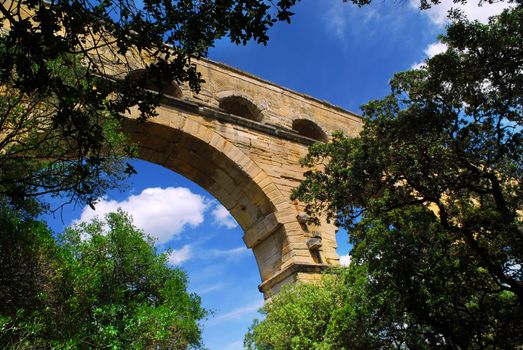 Pont du Gard is a part of Roman aqueduct in southern France near Nimes.