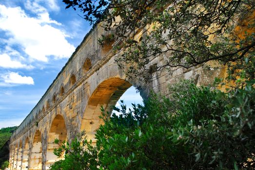 Pont du Gard is a part of Roman aqueduct in southern France near Nimes.