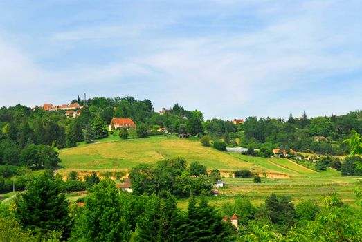 Scenic view on rural landscape in Perigord, France