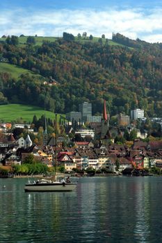 City of Zug in Switzerland. Taken from across the lake of Zug.
