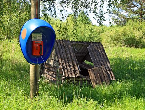 public telephone in village