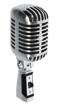 Beautiful old microphone on a white background