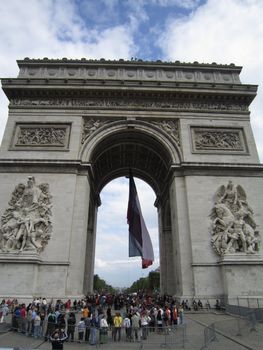 The Triumph Arch at the end of Champs Elysees in Paris
