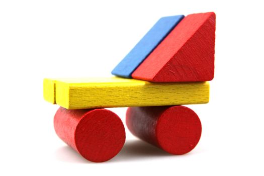 Wooden building blocks isolated on white background