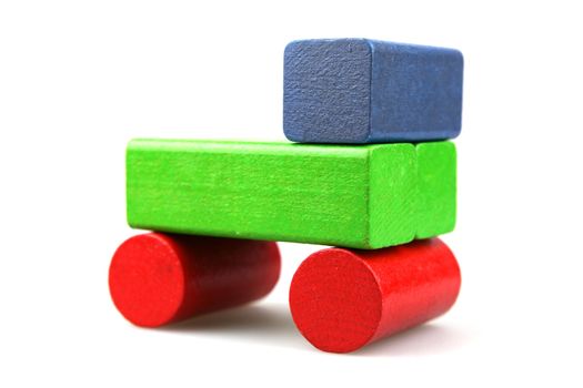 Wooden building blocks isolated on white background