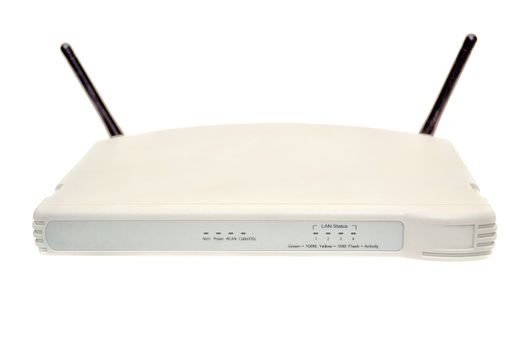 Wireless router on white background