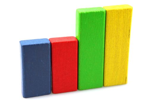 Wooden building blocks isolated on white background