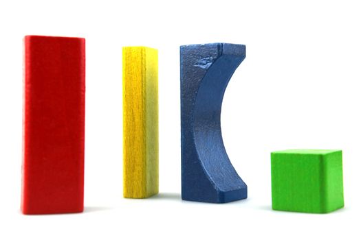 Wooden building blocks isolated on white background