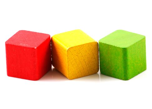 Wooden building blocks isolated on white background