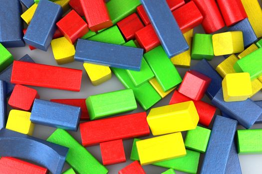 Wooden building blocks isolated on white background