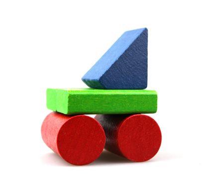 Wooden building blocks isolated on white background
