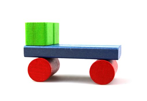 Wooden building blocks isolated on white background