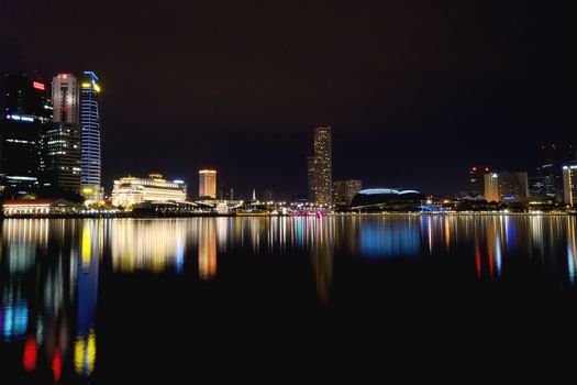 a night scence of singapore CBD