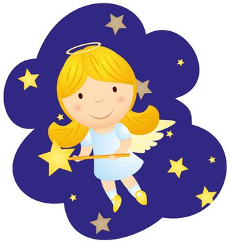 vector cute cartoon angel girl