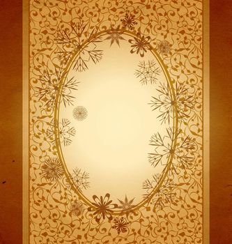 christmas vintage snowflake frame card illustration