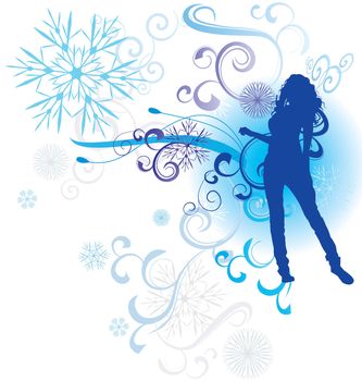 winter abstract woman silhouette vector illustration 