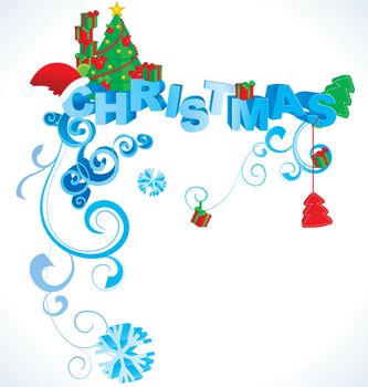 christmas 3D text in vintage style vector illustration