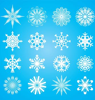 vector snowflakes set on blue background