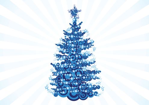 christmas tree over white 