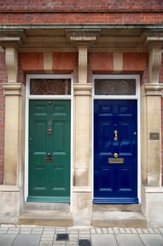 Two bright wooden doors