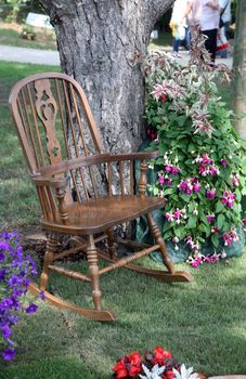 Rocking chair and flowers