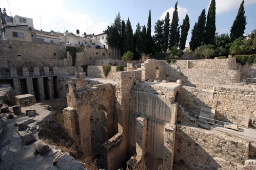 Ancient ruins of pools in the Muslim Quarter of Jerusalem