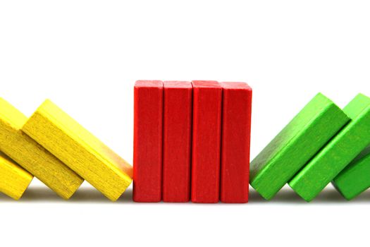 Wooden building blocks isolated on white background