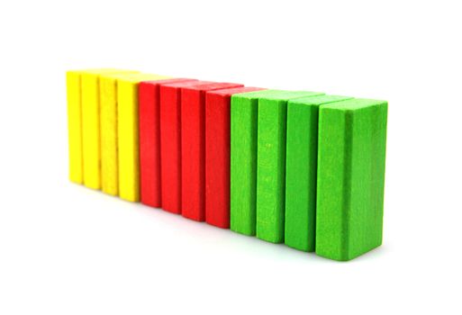 Wooden building blocks isolated on white background