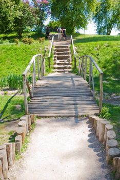 Old staircase among nature through pass park