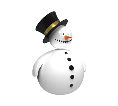 Snowman Christmas decoration isolated on white 3d render