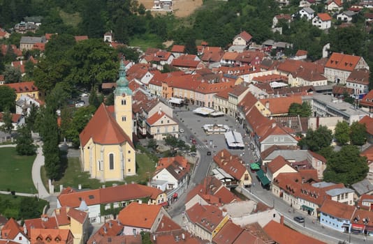 Samobor - city in Croatia, aerial view.