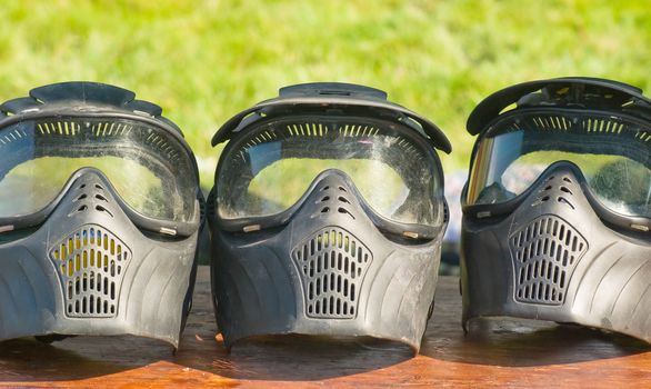 still life shoot of paintball mask protection