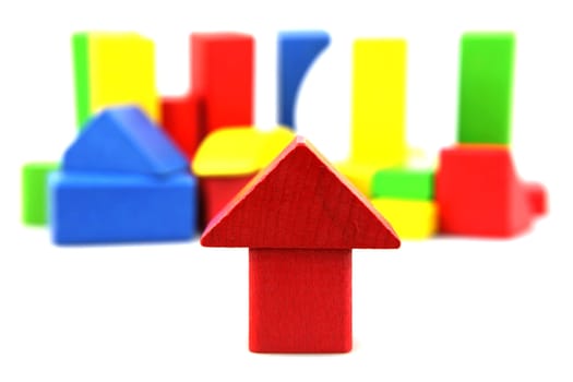 Wooden building blocks isolated on white background