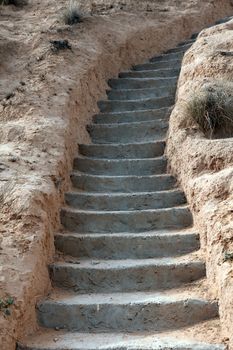 Stone stairs in residential caves of troglodyte in Matmata, Tunisia, Africa