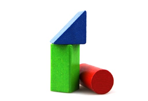 Wooden building blocks isolated on white background