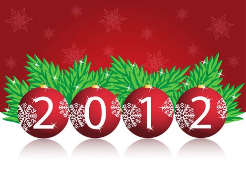 Christmas background with New Year's ball in 2012 vector