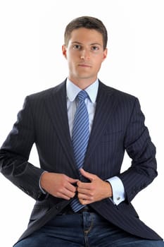 young business man in front of white background