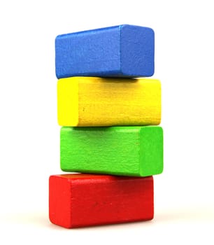 Wooden building blocks isolated on white background