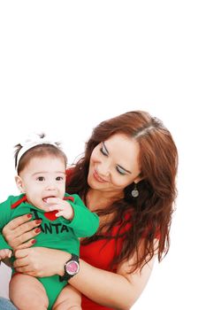 Mother and daughter on first christmas together