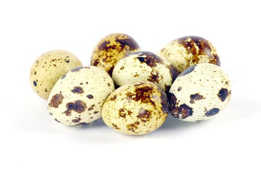 Quail eggs in isolated on white background