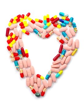  pills of antibiotic  isolated on white