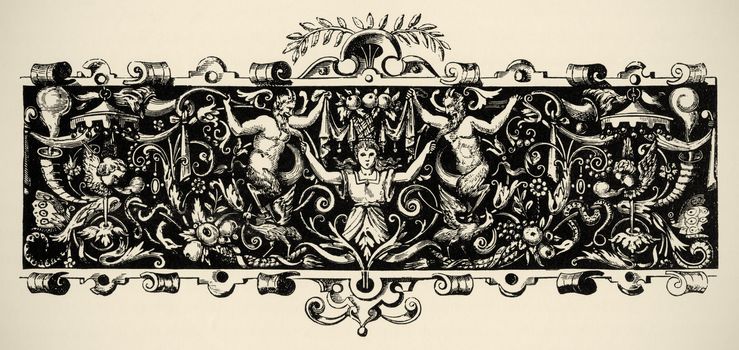 Arabesque, renaissance . Engraving of 16 century. Copyright expired.