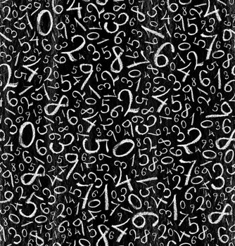 Seamless pattern: simple numbers on blackboard background