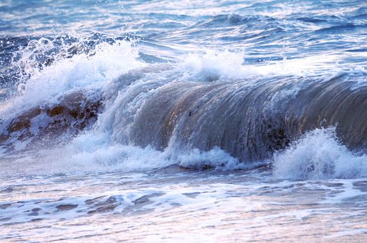Big crashing wave in a stormy ocean