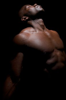 African american body builder posing