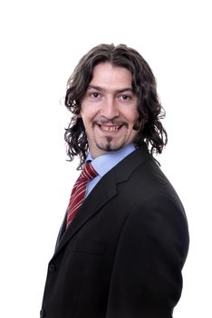 young business man standing on white background